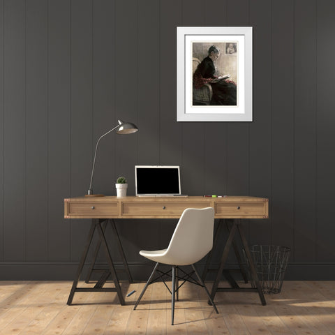 Portrait of Mother White Modern Wood Framed Art Print with Double Matting by Marc, Franz