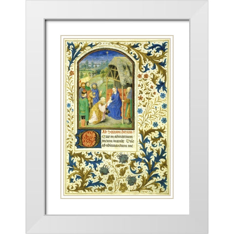 The Adoration of the Magi: Book of Hours (Detail) White Modern Wood Framed Art Print with Double Matting by Marmion, Simon
