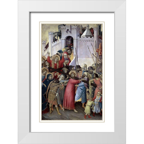 Carrying of The Cross White Modern Wood Framed Art Print with Double Matting by Martini, Simone