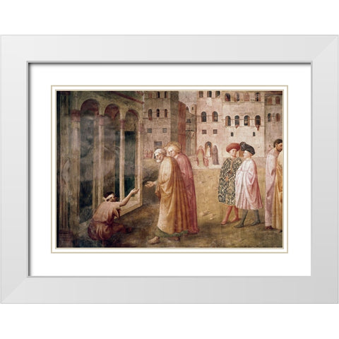 Healing of The Cripple White Modern Wood Framed Art Print with Double Matting by Masaccio,