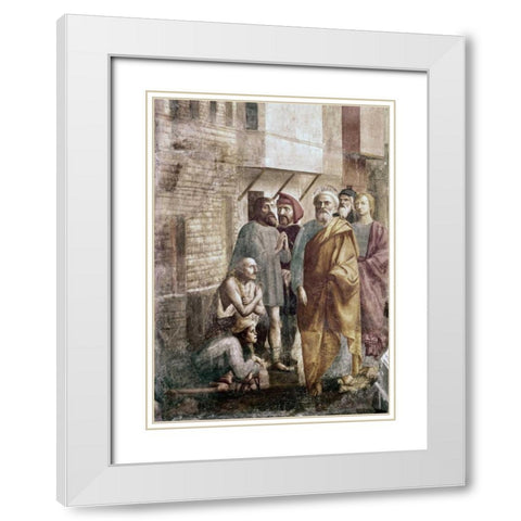 St. Peter Healing The Sick With His Shadow White Modern Wood Framed Art Print with Double Matting by Massaccio