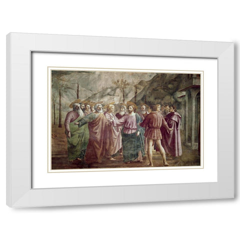 Tribute Money White Modern Wood Framed Art Print with Double Matting by Masaccio,