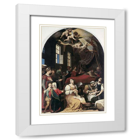 Nativity of The Virgin White Modern Wood Framed Art Print with Double Matting by Mascagni, Donato