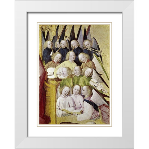 Choir of Angels - Detail-Life of The Virgin White Modern Wood Framed Art Print with Double Matting by Master of Life of the Virgin,