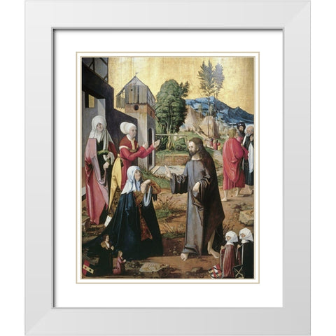 Christ Leaving The Holy Women White Modern Wood Framed Art Print with Double Matting by Master of Swabian Altarpieces,