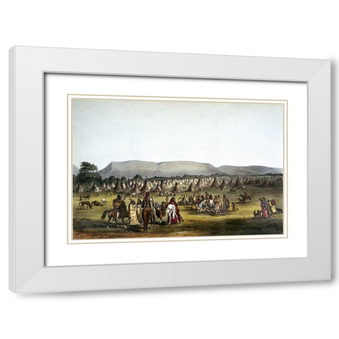 Encampment of Piekann Indians Near Fort Mckenzie White Modern Wood Framed Art Print with Double Matting by McKenney, Thomas Lorraine