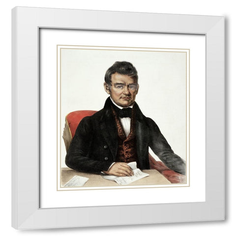 John Ross - a Cherokee Chief White Modern Wood Framed Art Print with Double Matting by McKenney, Thomas Lorraine