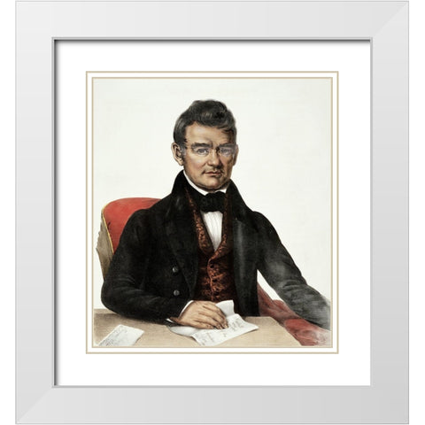 John Ross - a Cherokee Chief White Modern Wood Framed Art Print with Double Matting by McKenney, Thomas Lorraine