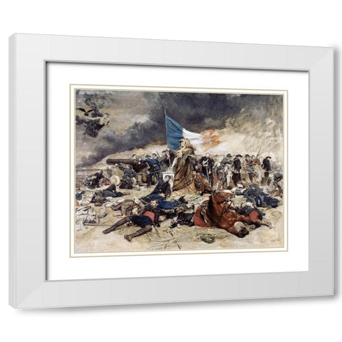 Seige of Paris White Modern Wood Framed Art Print with Double Matting by Meissonier, Jean Louis Ernest