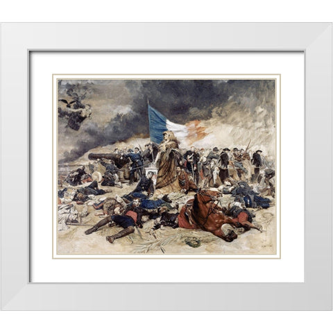 Seige of Paris White Modern Wood Framed Art Print with Double Matting by Meissonier, Jean Louis Ernest