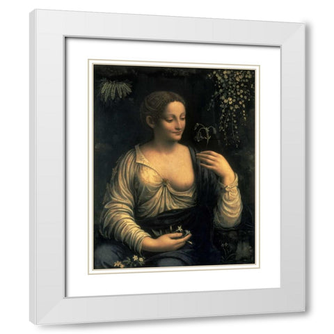 Flora White Modern Wood Framed Art Print with Double Matting by Melzi, Francesco