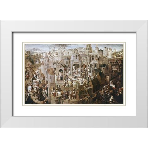 Passion of Christ White Modern Wood Framed Art Print with Double Matting by Memling, Hans
