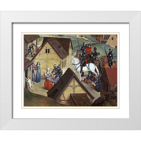 Slaughter of The Innocents White Modern Wood Framed Art Print with Double Matting by Memling, Hans