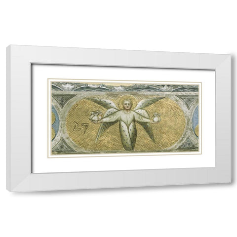 Angel With Seven Cruets For The Scourges White Modern Wood Framed Art Print with Double Matting by De Menabuoi, Giusto