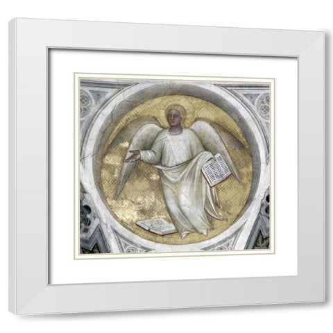 Saint Matthew, Evangelist - Angel White Modern Wood Framed Art Print with Double Matting by De Menabuoi, Giusto