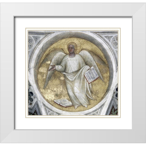 Saint Matthew, Evangelist - Angel White Modern Wood Framed Art Print with Double Matting by De Menabuoi, Giusto