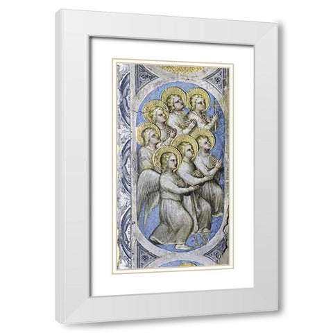 Seven Angels Carry Seven Cruets White Modern Wood Framed Art Print with Double Matting by De Menabuoi, Giusto