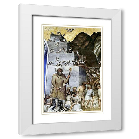 Tower of Babel White Modern Wood Framed Art Print with Double Matting by De Menabuoi, Giusto