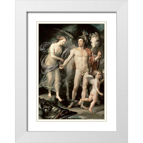 Perseus and Andromeda White Modern Wood Framed Art Print with Double Matting by Mengs, Anton Raffael