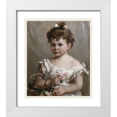 Helene Loeb Lyon As a Young Girl White Modern Wood Framed Art Print with Double Matting by Merwart, Paul