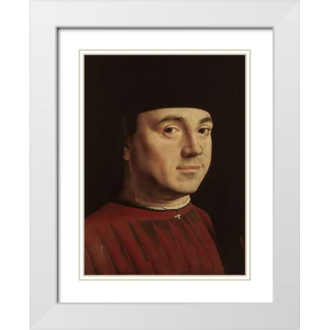 Portrait of a Man White Modern Wood Framed Art Print with Double Matting by Da Messina, Antonello