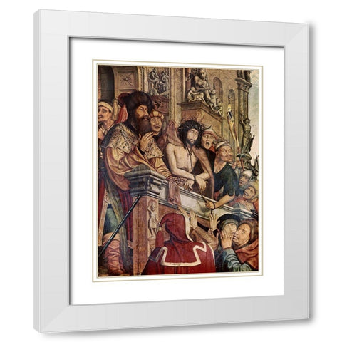 Christ Presented To The People White Modern Wood Framed Art Print with Double Matting by Metsys, Quinten