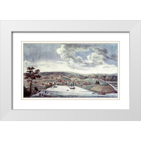 Baltimore, 1752 White Modern Wood Framed Art Print with Double Matting by Moale, John