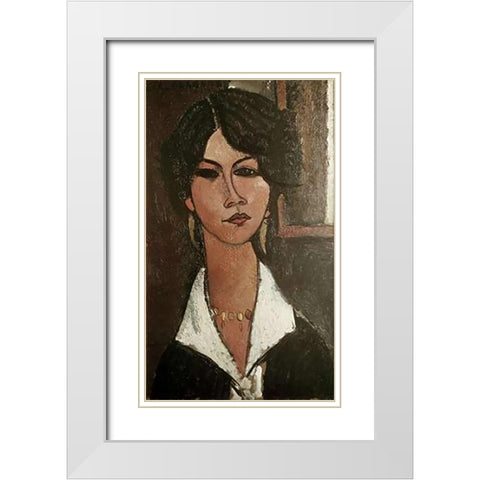 Algerian Almaisa White Modern Wood Framed Art Print with Double Matting by Modigliani, Amedeo