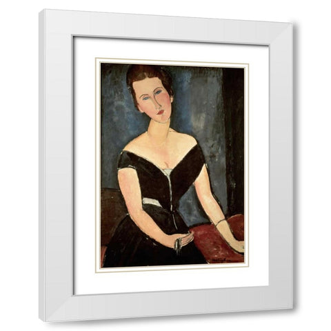 Madame G. Van Muyden White Modern Wood Framed Art Print with Double Matting by Modigliani, Amedeo