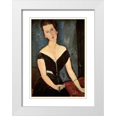 Madame G. Van Muyden White Modern Wood Framed Art Print with Double Matting by Modigliani, Amedeo