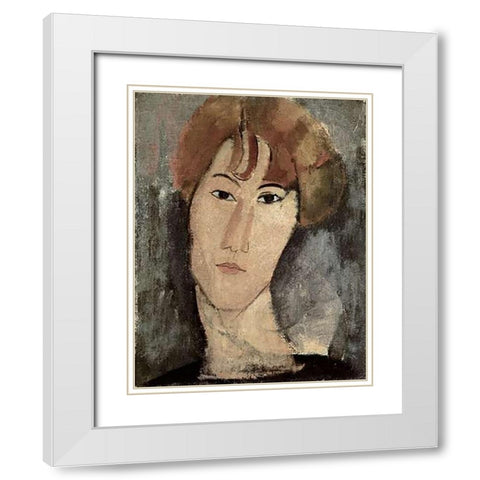 Portrait of Pardy White Modern Wood Framed Art Print with Double Matting by Modigliani, Amedeo