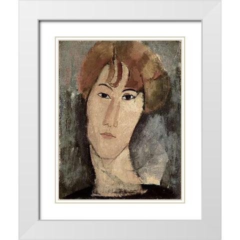 Portrait of Pardy White Modern Wood Framed Art Print with Double Matting by Modigliani, Amedeo
