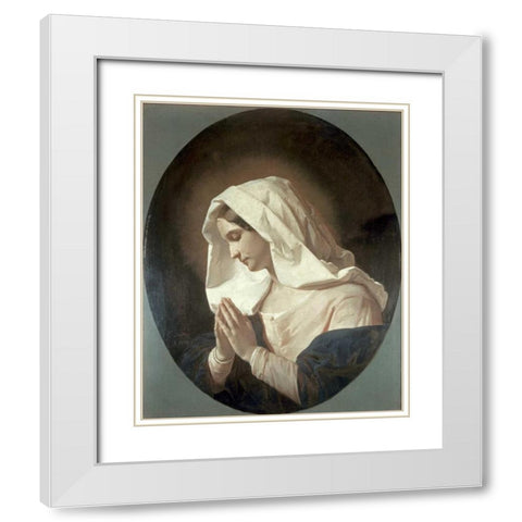 Madonna In Prayer White Modern Wood Framed Art Print with Double Matting by Molteni, Giuseppe