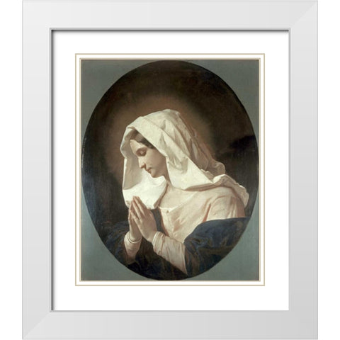 Madonna In Prayer White Modern Wood Framed Art Print with Double Matting by Molteni, Giuseppe