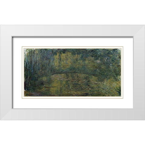 Le Pont japonais II White Modern Wood Framed Art Print with Double Matting by Monet, Claude