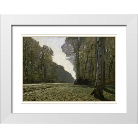 Route du Bas Breau White Modern Wood Framed Art Print with Double Matting by Monet, Claude