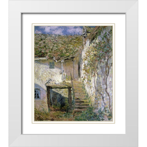 The Staircase White Modern Wood Framed Art Print with Double Matting by Monet, Claude