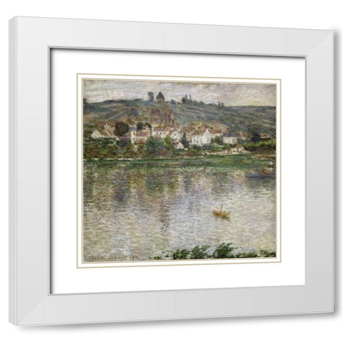 Vetheuil White Modern Wood Framed Art Print with Double Matting by Monet, Claude