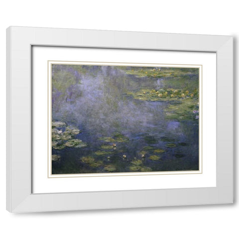 Water Lilies - Nympheas IV White Modern Wood Framed Art Print with Double Matting by Monet, Claude