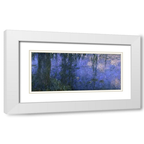 Water Lilies: Morning with Willows, c. 1918-26 (left panel) White Modern Wood Framed Art Print with Double Matting by Monet, Claude