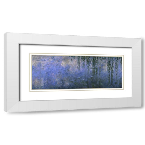Water Lilies: Morning with Willows, c. 1918-26 - center panel White Modern Wood Framed Art Print with Double Matting by Monet, Claude
