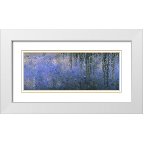 Water Lilies: Morning with Willows, c. 1918-26 - center panel White Modern Wood Framed Art Print with Double Matting by Monet, Claude