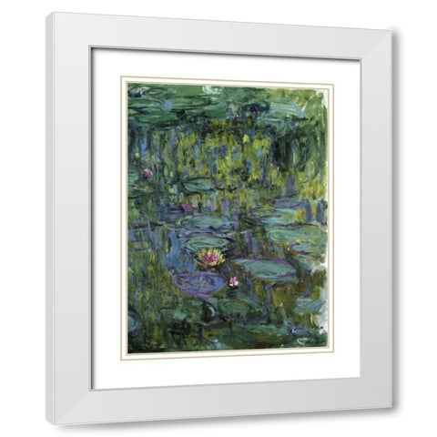 Water Lilies - Nympheas XI White Modern Wood Framed Art Print with Double Matting by Monet, Claude