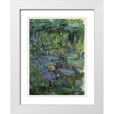 Water Lilies - Nympheas XI White Modern Wood Framed Art Print with Double Matting by Monet, Claude