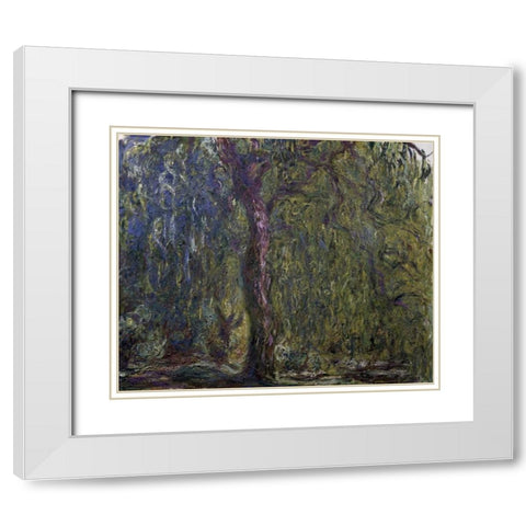 Weeping Willow - Saule pleureur White Modern Wood Framed Art Print with Double Matting by Monet, Claude