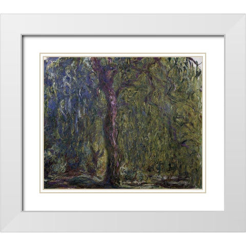 Weeping Willow - Saule pleureur White Modern Wood Framed Art Print with Double Matting by Monet, Claude