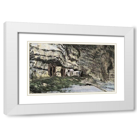 Yport White Modern Wood Framed Art Print with Double Matting by Monet, Claude