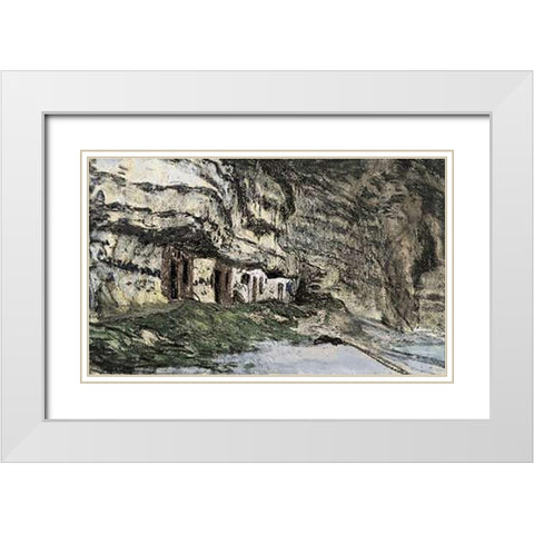 Yport White Modern Wood Framed Art Print with Double Matting by Monet, Claude