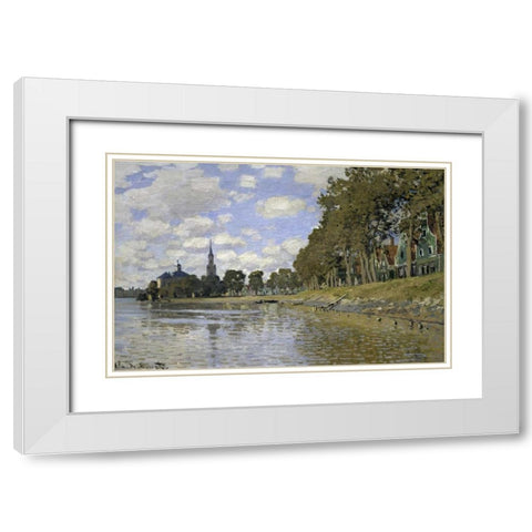 Zaandam - Holland White Modern Wood Framed Art Print with Double Matting by Monet, Claude