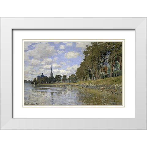 Zaandam - Holland White Modern Wood Framed Art Print with Double Matting by Monet, Claude